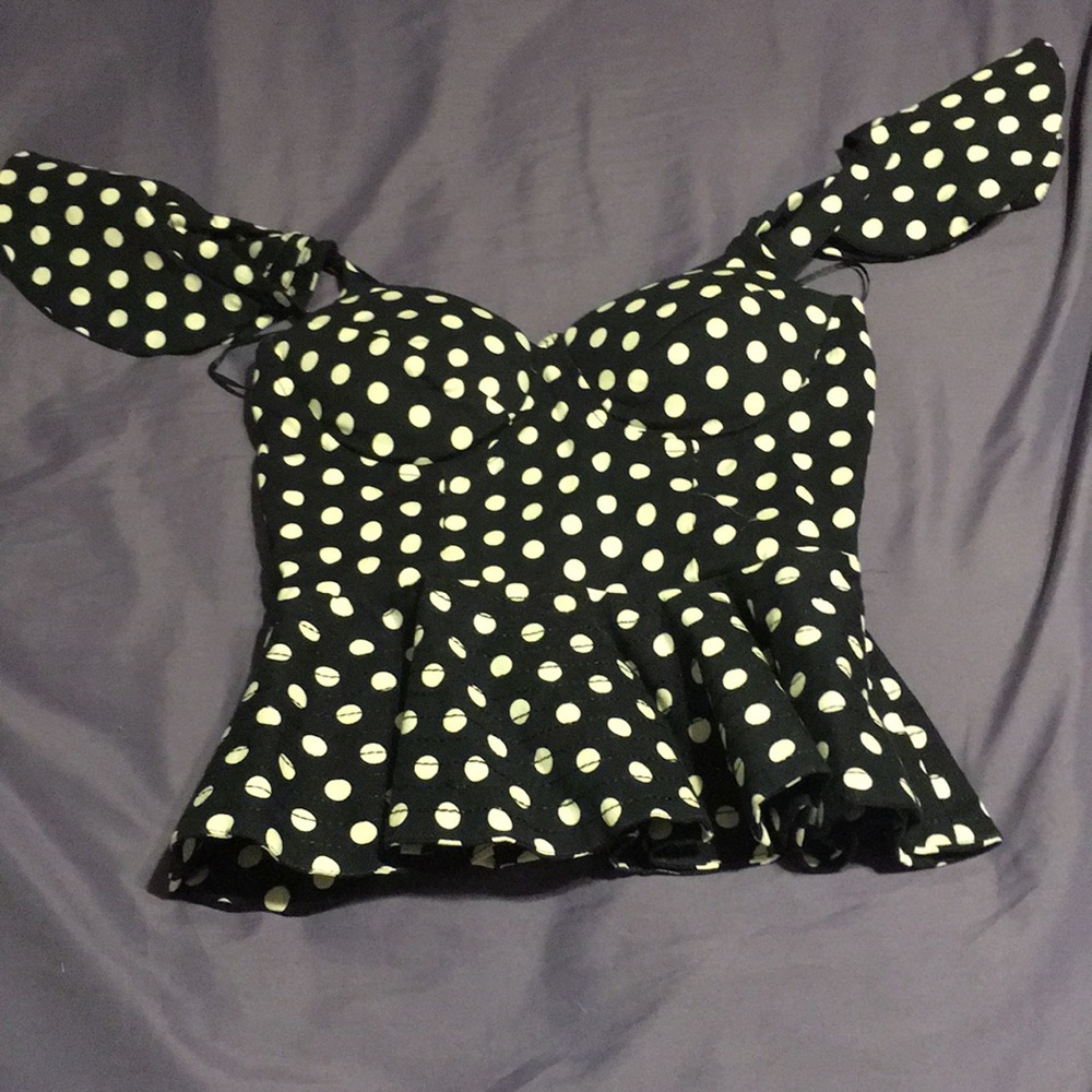 Agaci Polka Dot Peplum Top Size S